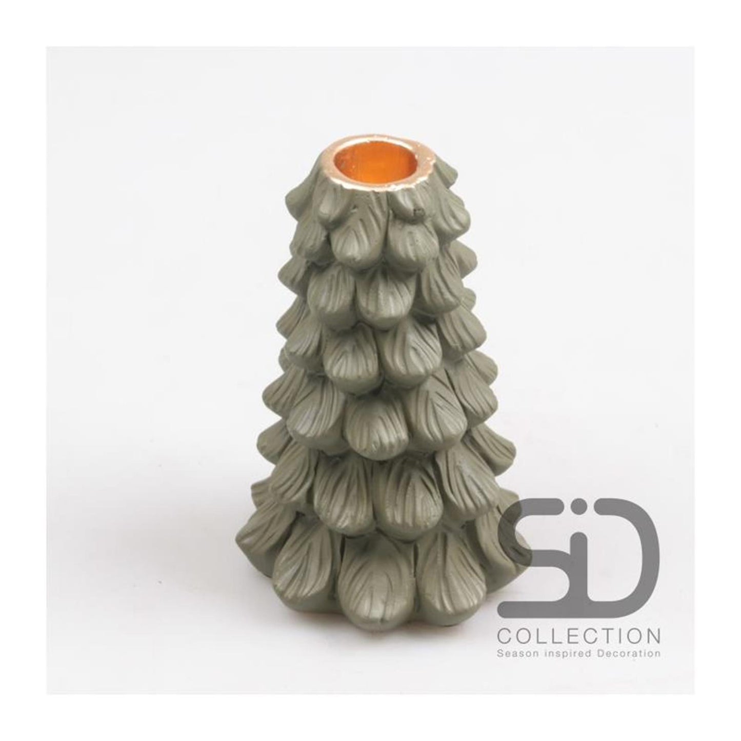 Season inspired decoration kaarsenstandaard 10x10xx15 olijfgroen