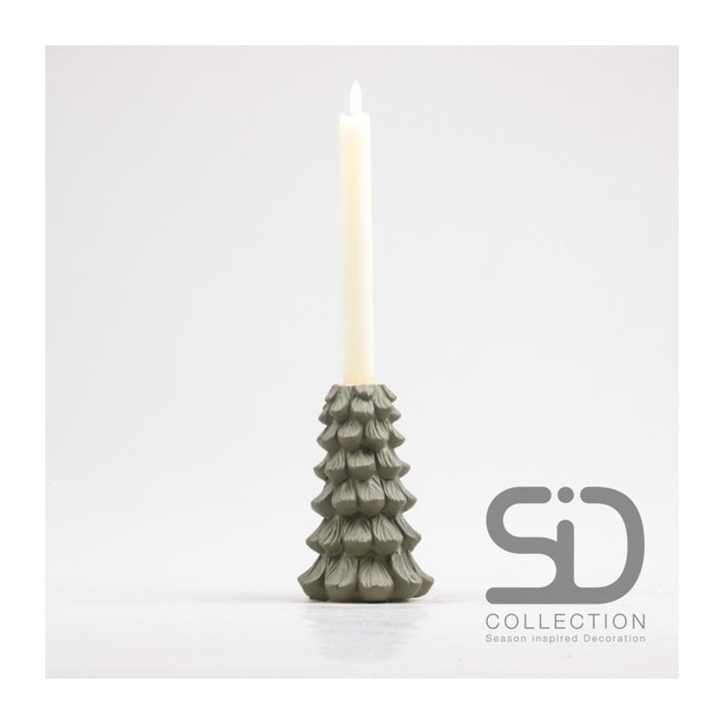 Season inspired decoration kaarsenstandaard 10x10xx15 olijfgroen