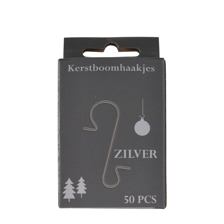 Kerstboomhaakjes zilver 50 stuks
