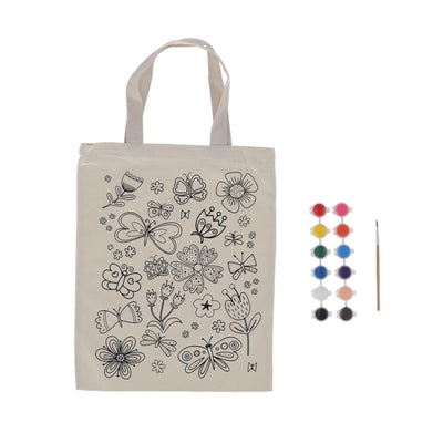 Esschert design inkleurtas vlinders met kwast en 12 kleuren verf 29x35,5cm polyester