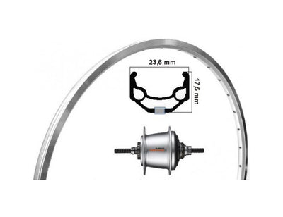 Kgs achterwiel 28 inch etrto 622 alu zac19 zilver nexus 7 rollerbrake