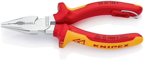 Knipex puntcombinatietang | lengte 145 mm | meercomponentenhulzen | verchroomd vde | 1 stuk - 08 26 145 t - 08 26 145 t