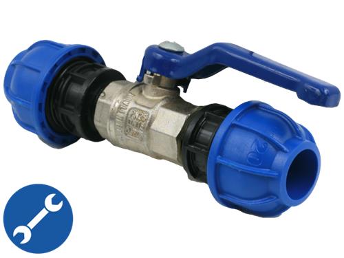 Alusic kogelafsluiter 2xø20mm buisopname