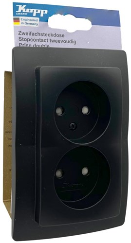Enzo kopp hk05 mat zwart inbouw stopcontact dubbel - 4621715
