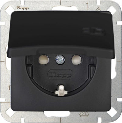 Enzo kopp hk05 mat zwart inbouw stopcontact ra met deksel - 4621710