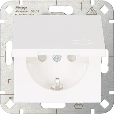 Enzo kopp hk07 pure mat wit inbouw stopcontact ra met deksel + kinderbeveiliging - 4624150