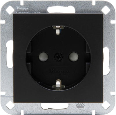 Enzo kopp hk07 pure mat zwart inbouw stopcontact ra + kinderbeveiliging - 4624610
