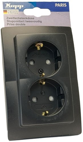 Enzo kopp paris mat zwart inbouw stopcontact ra dubbel - 4625320