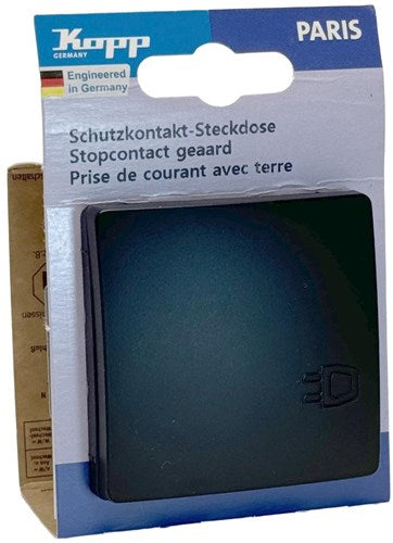 Enzo kopp paris mat zwart inbouw stopcontact ra met deksel - 4625310
