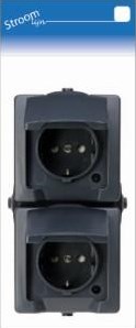 Enzo kopp swd opbouw stopcontact ra dubbel verticaal antraciet - 6628230