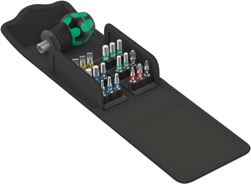 Wera kraftform kompakt stubby 1, 19-delig bitset (zwart groen)