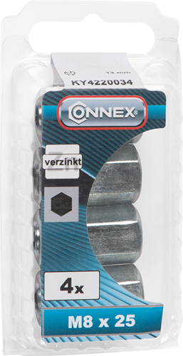 Connex verbindingsmoer (6k) m8x25 4st vz - ky4220034