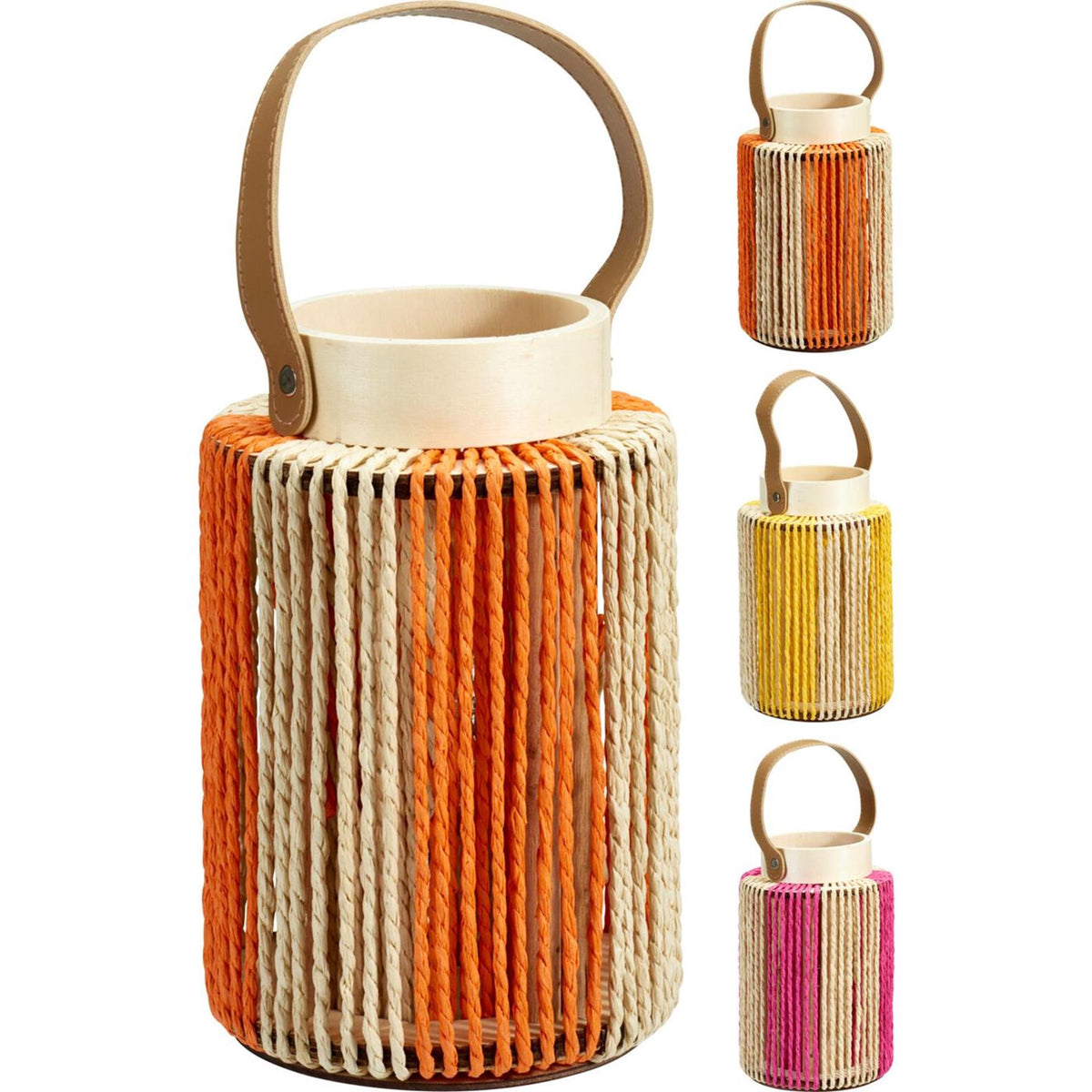 Home styling lantaarn 13x20cm oranje fuchsia of geel