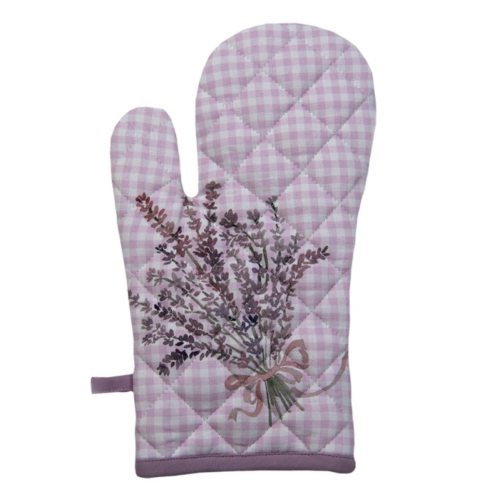 Clayre eef ovenhandschoen lavendel paars18x30cm katoen