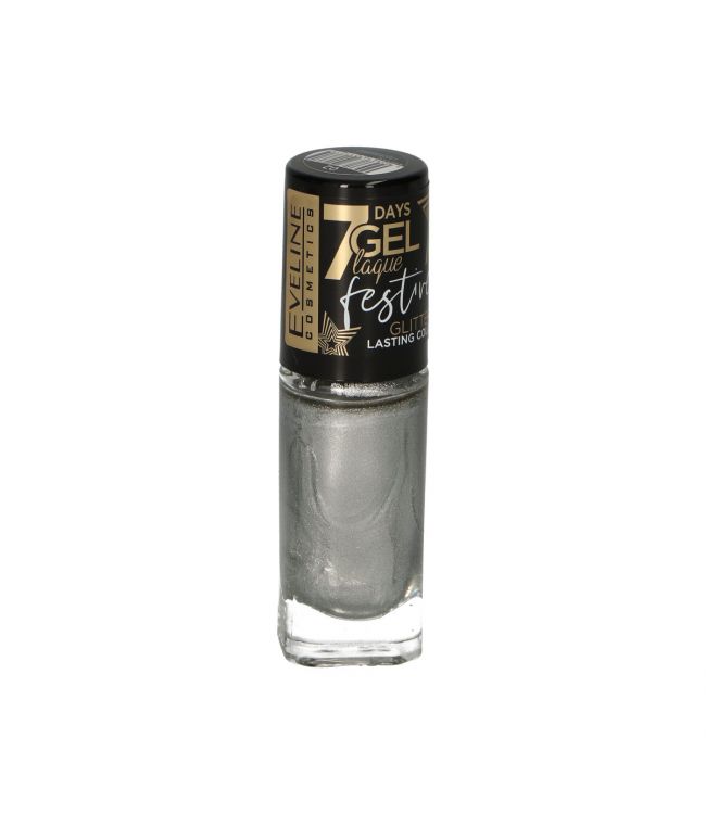 Eveline 7days gel laque lasting colour 8ml nummer 02 zilver glitter