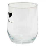 Clayre eef transparant drinkglas met zwart hartje en het woord love . ø8x9cm 300ml - afbeelding 2