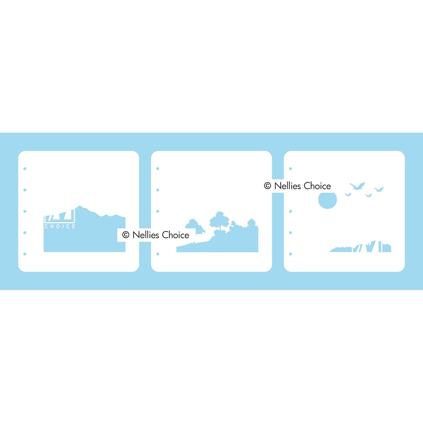 Nellie's choice • set of 3 layered combi stencils set natuur met bomen