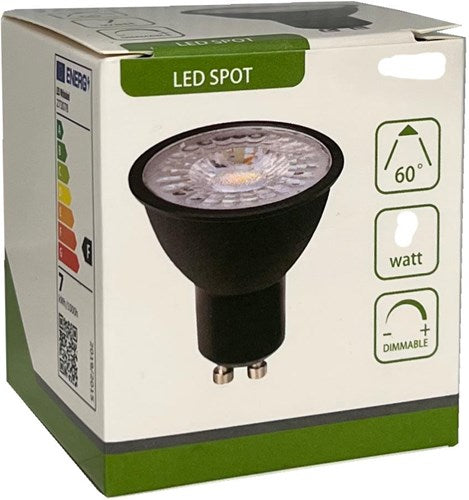 Enzo led spot gu10 230v 3-35w 60gr zwart 2700k dimbaar - led0630