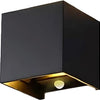 Enzo led wandlamp 2x3w up down vierkant zwart 2700k + sensor - 5082077