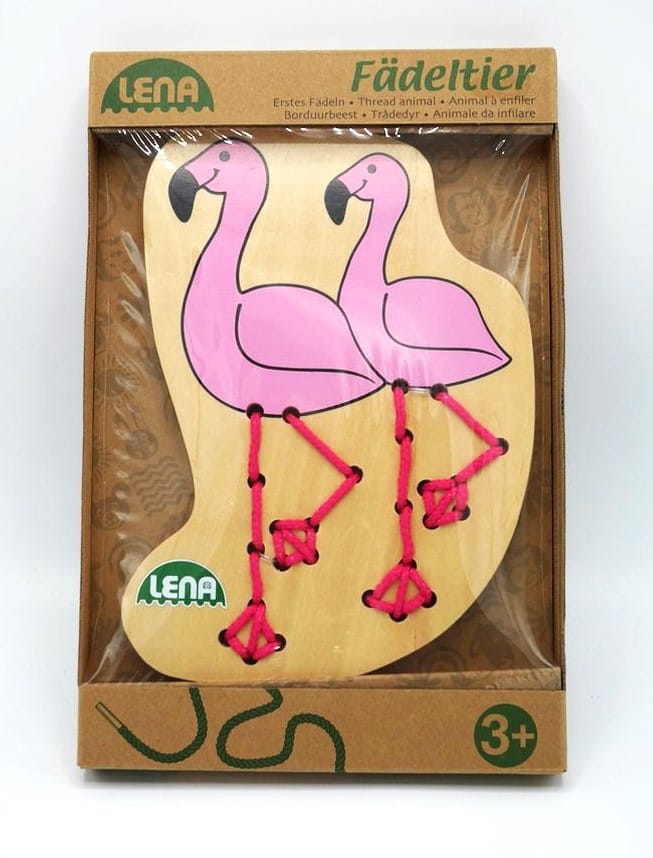 lena leren rijgen met deze flamingo