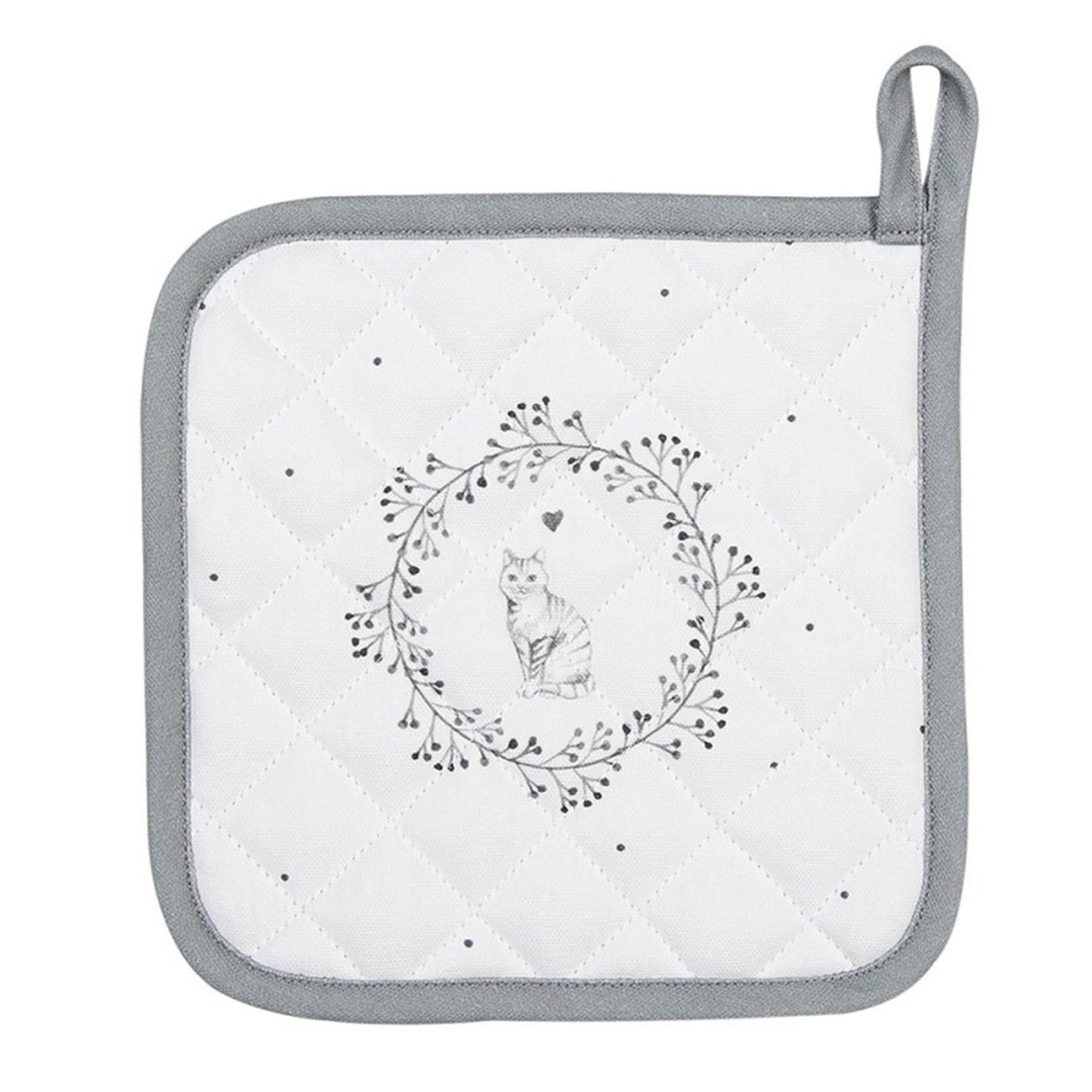 Clayre eef pannenlap kat wit grijs 20x20cm
