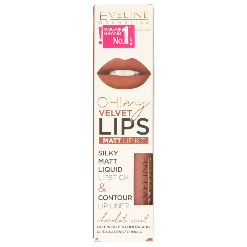 Eveline oh! my lips silky matt liquid lip kit nr. 12 praline eclair