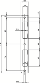 Lips sph2420s hoeksluitplaat voor dag- en nachtschoot voor opdekdeuren | staalverzinkt. | 170 x 22 mm - 7170347 - afbeelding 2