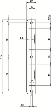 Lips sph2420s hoeksluitplaat voor dag- en nachtschoot voor opdekdeuren | staalverzinkt. | 170 x 22 mm - 7170347 - afbeelding 2