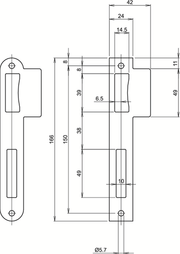 Lips spu2420r sluitplaat voor dag- en nachtslot | afgerond | rvs. | 166 x 24 mm - 7170373 - afbeelding 2