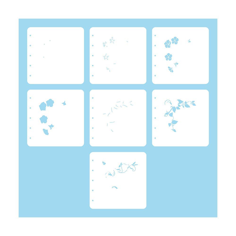 Nellie's choice • layered combistencil set flower corner-1 7stuks