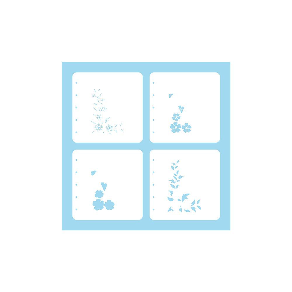 Nellie's choice • layered combistencil set flower corner-2 4stuks