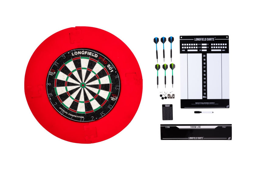 Longfield darts Tournament dartbord met toebehoren rood 8-delig