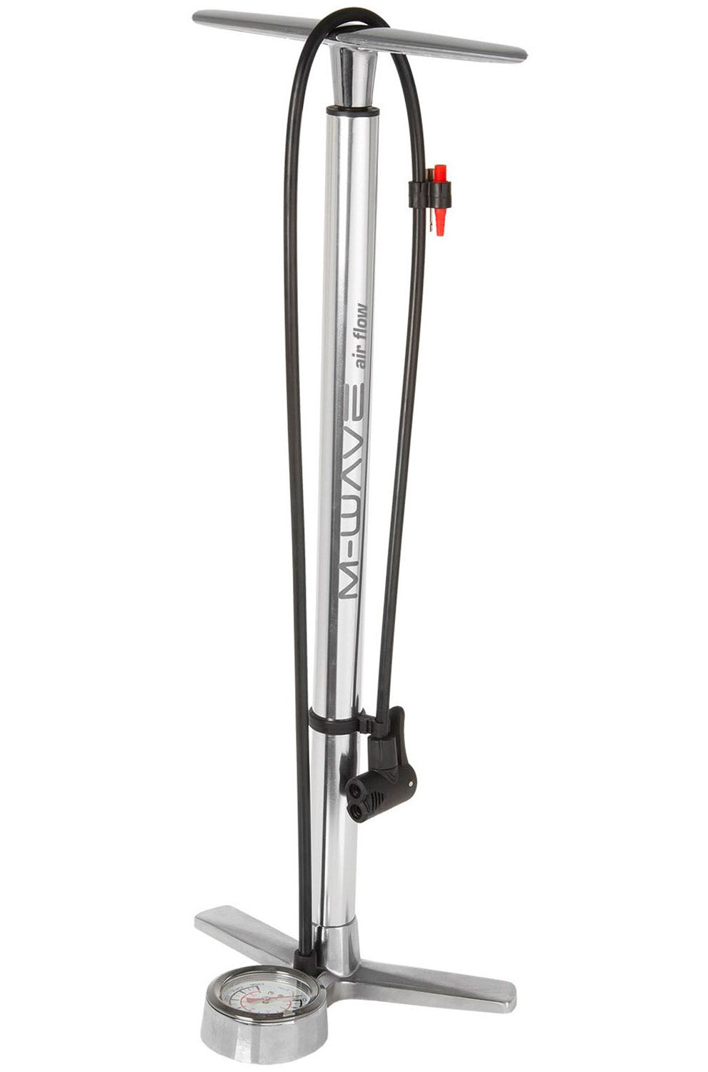 fietspomp met manometer aluminium 61 cm zilver