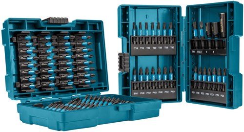 Makita accessoires 90-delige schroefbitset makita impact black in twee handige meeneemdoosjes - e-03109