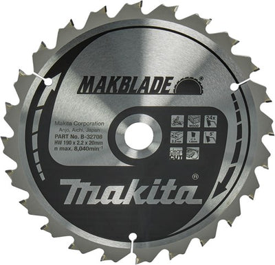 Makita accessoires makita afkortzaagblad voor hout | makblade | ø190mm asgat 20mm 24t - b-32708