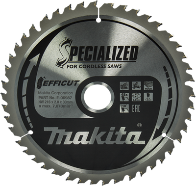 Makita accessoires afkortzaagblad hout | efficut 216x30x2,0 45t 10g - e-06987 - e-06987