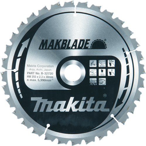 Makita accessoires afkortzaagblad hout | makblade 255x30x2,3 32t 5g - b-32720 b-32720