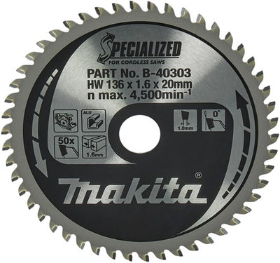 Makita accessoires cirkelzaagblad | aluminium | 136x20x1,6 50t 0g - b-40303