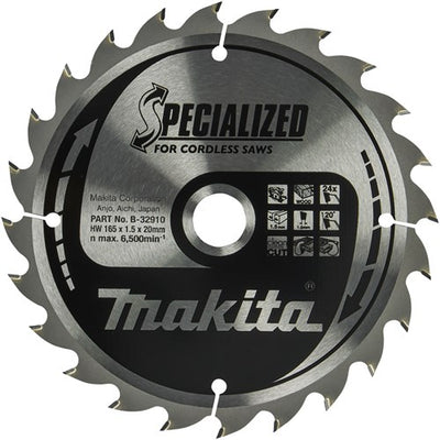 Makita accessoires makita cirkelzaagblad voor hout | specialized | ø 165mm asgat 20mm 24t - b-32910