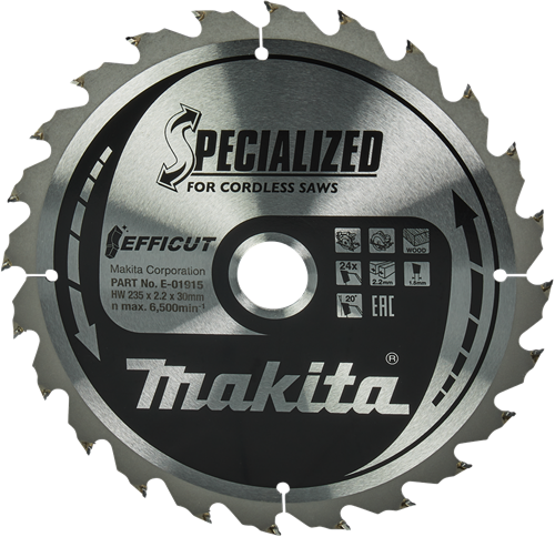 Makita accessoires cirkelzaagblad hout | efficut 235x30x2,2 24t 20g - e-01915 - e-01915