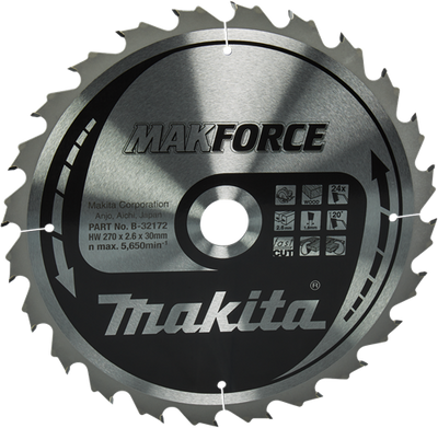 Makita accessoires cirkelzaagblad hout | makforce 270x30x2,6 24t 20g - b-32172 - b-32172
