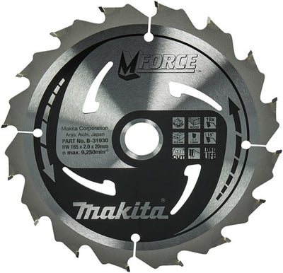Makita accessoires makita cirkelzaagblad voor hout | mforce | ø165mm asgat 20mm 16t - b-31930