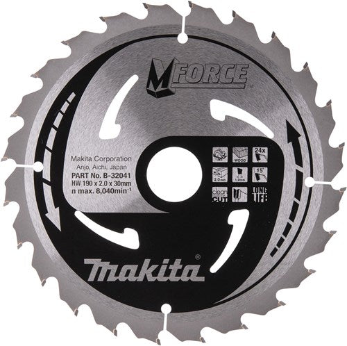 Makita accessoires makita ø 190mm asgat 30mm 24t cirkelzaagblad voor hout | mforce - b-32041