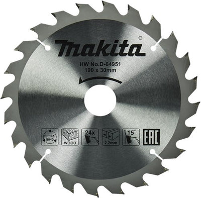 Makita accessoires makita cirkelzaagblad voor hout | standaard | ø 190mm asgat 30mm 24t - d-64951
