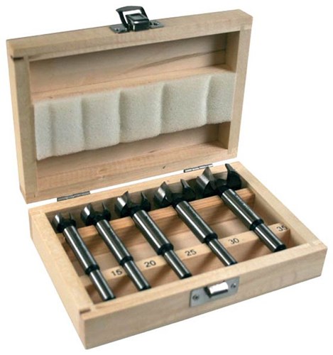 Makita accessoires makita d-47363 5-delige scharniergat boorset in houten cassette - 15-35mm