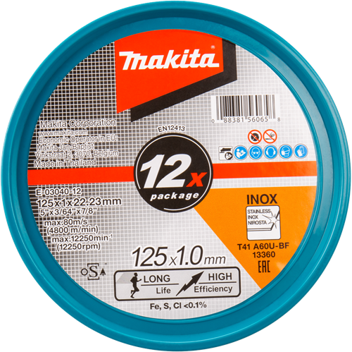 Makita accessoires doorslijpschijf rvs 125 mm - e-03040-12