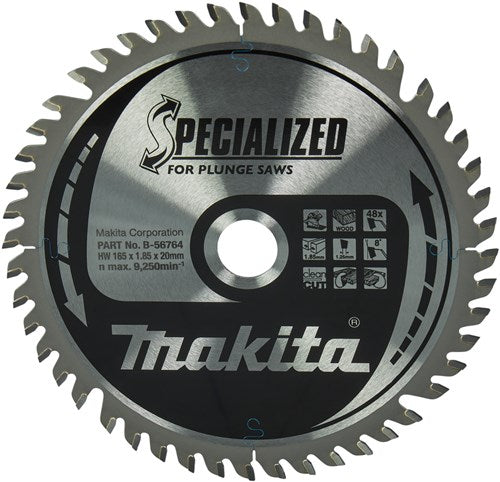 Makita accessoires invalcirkelzaagblad | hout | 165x20x1,85 48t - b-56764