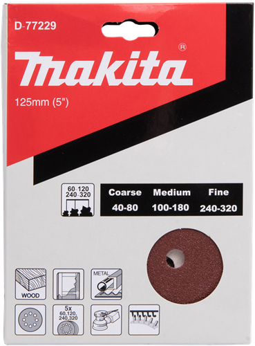 Makita accessoires schuurschijf 125mm red velcro - d-77229 - d-77229
