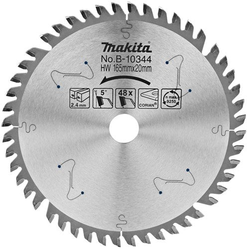 Makita accessoires zaagb corian 165x20x2,4 48t 5g - b-10344 - b-10344