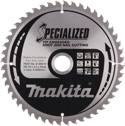 Makita accessoires makita b-09519 cirkelzaagblad hout (noest spijker) | embedded tip | 235 x 30 mm | 48-tands